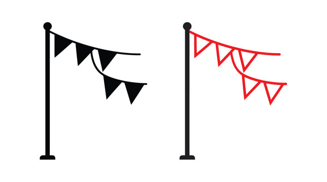 Bunting flags illustration two color variations on a white background