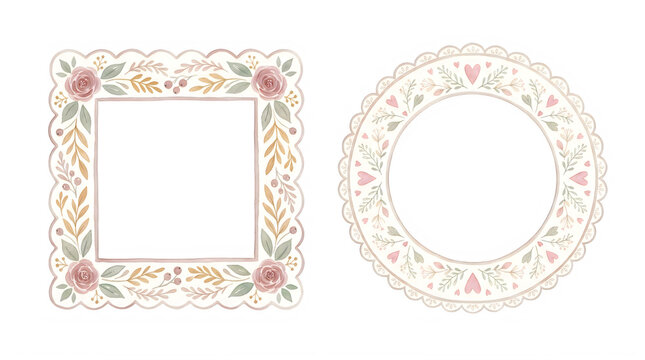 Elegant Floral Decorative Frame and Wreath Designs transparent background