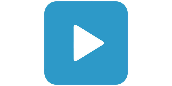 Blue play button media player icon isolated on transparent background