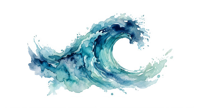 Beautiful Watercolor Wave Art Design Illustration transparent background