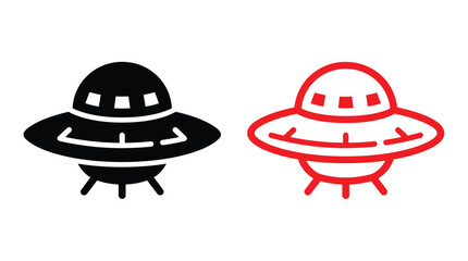 Ufo Silhouette In Black And Red Isolated On White Background © Soleman