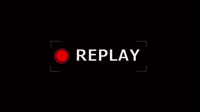 Replay text button animation with alpha channel, Replay icon video for Live Streamers.4k video