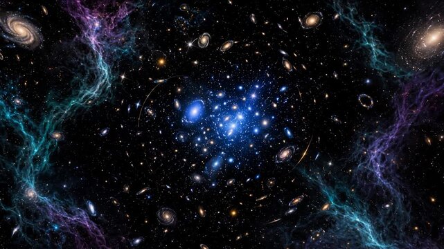 Bright blue star cluster shining against a dark galactic background in stunning 4K.
