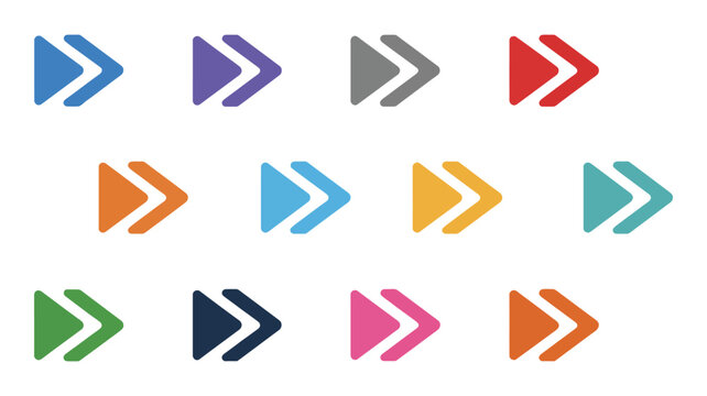 Colourful arrows set, vector illustration of numbered bullet points. Modern infographic design elements with vibrant directional arrows, step markers, and numbered labels for presentations, business