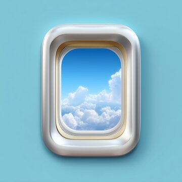 Breathtaking aerial perspective featuring a vibrant blue sky and soft white clouds seen from an airplane window