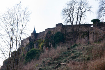 Former Benedictine Monastery. Abbey Complex Catholic Social Institute. Baroque architecture castle in spring. Michaelsberg Abbey monastery. Landmark architecture castle on hill © altana_studio