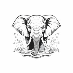 Obraz premium Elephant Playing Water Design Logo Vector isolated on white Background.
