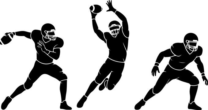 American Football Player Silhouette SVG Bundle