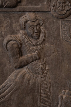 Detail of a Stuart Memorial St Neot Church Bodmin Moor Cornwall 