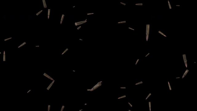 3D Falling Bullets Ammo Loop Animation Overlay for Gaming and Action Edits
