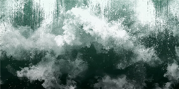 Ocean wave crashing with sea spray and foam, showing water turbulence and power with abstract texture and dramatic lighting.