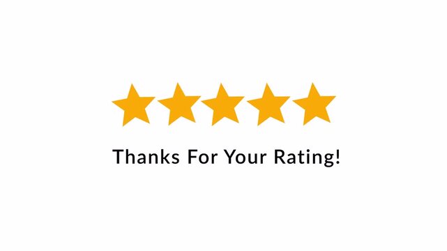 Five Star Rating Animation, Customer Review and Feedback Interface for Satisfaction Survey, Product Rating UI Motion Graphic, Testimonial and Ecommerce App Design Element on Transparent Background,4K