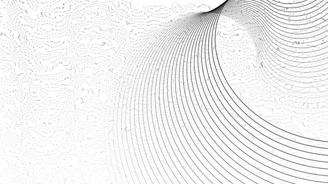 Abstract background with curved wireframe lines forming a sweeping tunnel or wave animation