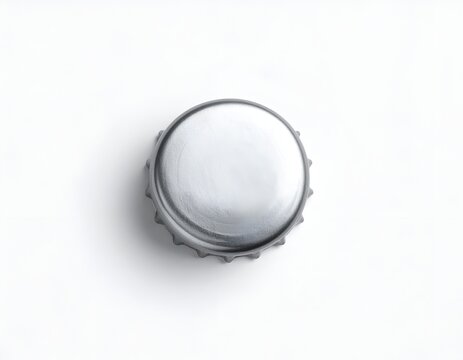 Single blank metal bottle cap viewed from above on a clean white background