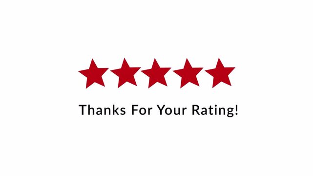 Five Star Rating Animation, Customer Review and Feedback Interface for Satisfaction Survey, Product Rating UI Motion Graphic, Testimonial and Ecommerce App Design Element on Transparent Background,4K