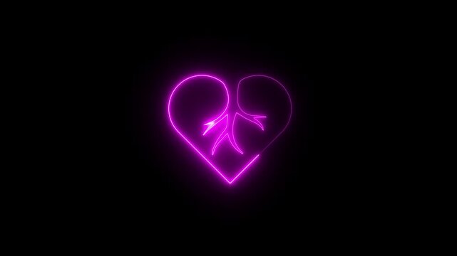 purple broken heart icon animation. Cracked on heart icon. Symbol divorce or heartbreak.