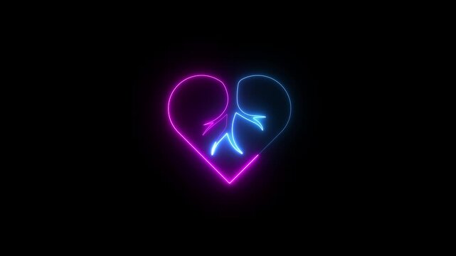 Broken heart icon animation. Cracked on heart icon. Symbol divorce or heartbreak.