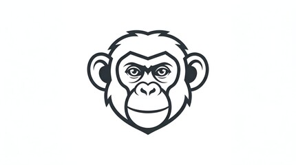 Naklejka premium Minimal Monkey Head Logo with Bold Silhouette and Clean Geometric Style