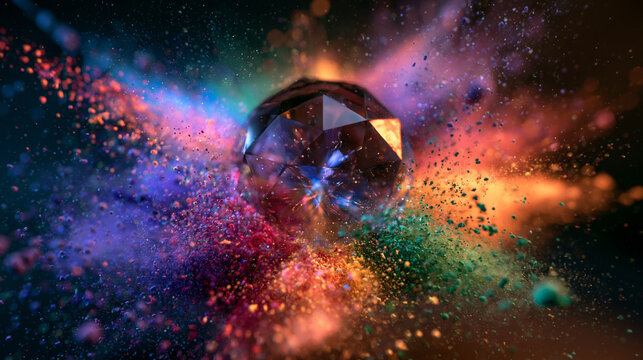 Colorful Particle Explosion Abstract Digital Art