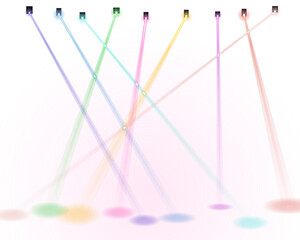 Obraz premium Abstract colorful lines with glowing circles connecting at the bottom on a soft light background for modern digital design art