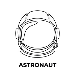Fototapeta premium Line drawing of an astronaut helmet a black and white illustration against a plain white background helmet space suit exploration cosmonaut