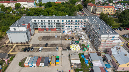 Aerial view of a newly constructed modern apartment building in Gorzow Wielkopolski, Poland © bzyxx