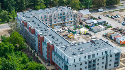 Aerial view of a newly constructed modern apartment building in Gorzow Wielkopolski, Poland © bzyxx