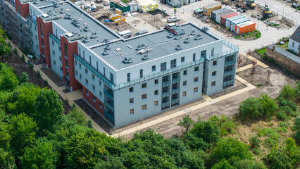 Aerial view of a newly constructed modern apartment building in Gorzow Wielkopolski, Poland © bzyxx