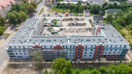 Aerial view of a newly constructed modern apartment building in Gorzow Wielkopolski, Poland © bzyxx