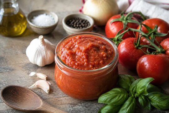 Delicious Homemade Tomato Sauce Featuring Fresh Ingredients Like Garlic, Basil, and Ripe Tomatoes for the Perfect Culinary Experience