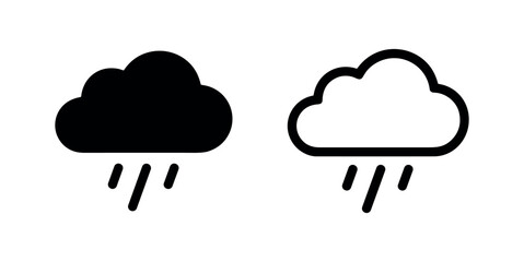 Obraz premium Raining cloud icon set, weather forecast symbol for meteorology and climate
