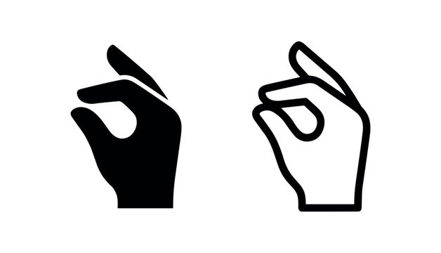Pinch and small amount hand gesture icon set for precision or scale