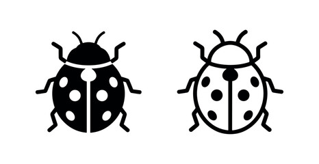 Fototapeta premium Ladybug Insect Icon Set - Ladybird, Nature, and Garden Symbol Vector