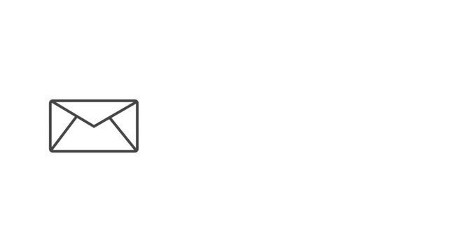 Mail email message sending envelope icon animation.Animated envelope mail icon representing email messaging communication newsletter notification.