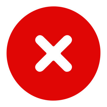 Red circle cross mark cancel icon vector illustration