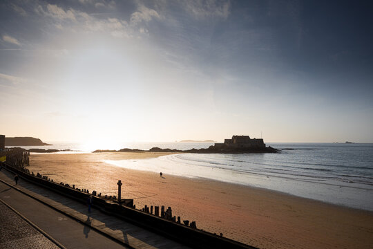 sunset on the beach  Saint Malo