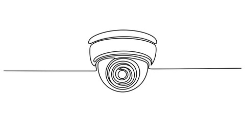Continuous single line drawing of a modern security camera dome for home and office surveillance system monitoring equipment for safety and protection technology Vector, illustration © Badhon_Art Gallery