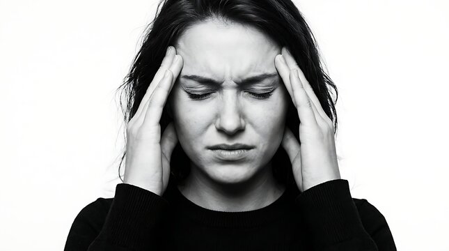Person holding head in deep thought pose