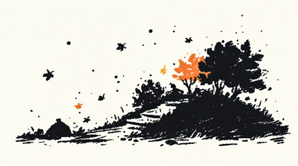 Obraz premium Trash Heap Among Autumn Leaves in Abstract Illustration