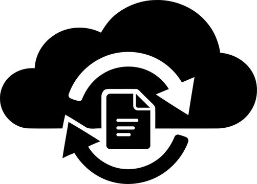 Cloud document sync icon with refresh arrows isolated on transparent background