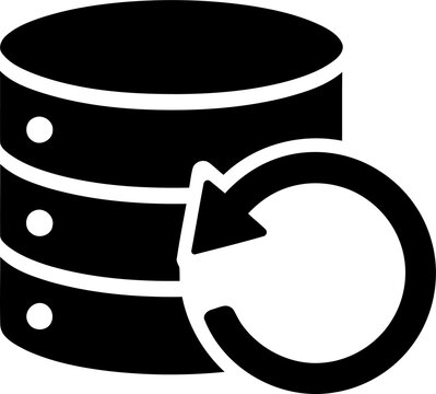 Database refresh icon with circular arrow symbol isolated on transparent background