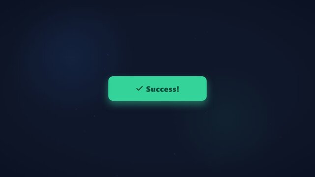 Submit Request button micro-interaction. Cursor glides to click, triggering ripple animation, loading spinner, and green success checkmark with confetti. Modern UI video for web design.