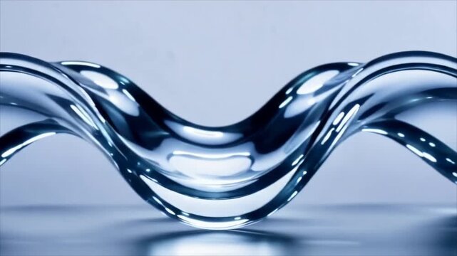 Transparent glass waves flow smoothly in a clean and elegant seamless widescreen background.