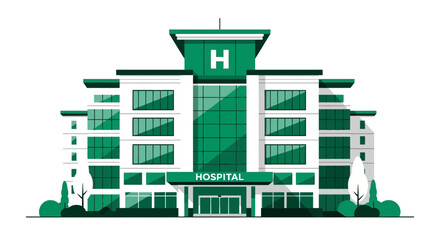 Obraz premium Modern Green Hospital Building Illustration For Medical Healthcare And Wellness Concepts