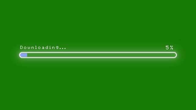 Animated minimal loading progress bar overlay filling from 0 to 100 percent on green background, this progress bar features a segmented HUD style for tech, gaming, and UI projects concept, 4k