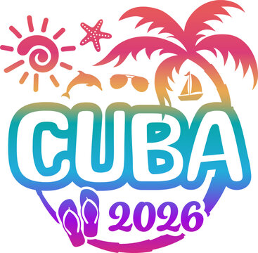 Cuba 2026 with Vacation and Trip Element Palm Tree Sunglasses Dolphin
