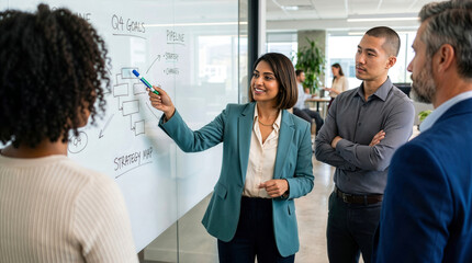 Fototapeta premium Diverse Business Team Collaborating on Strategy Map During Office Meeting