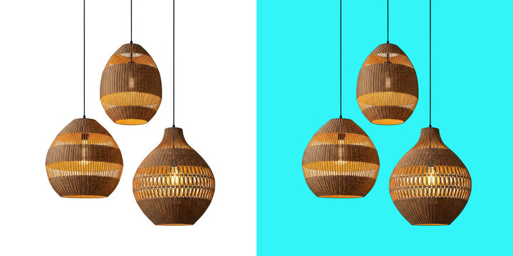 Modern woven pendant light fixtures hanging set