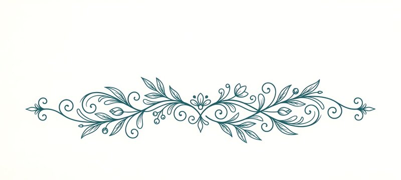 Elegant vintage floral scroll divider with intricate swirls and decorative flourishes isolated on a white background