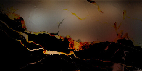 Black and white marble texture with striking gold veins across luxury stone surface. © Rk